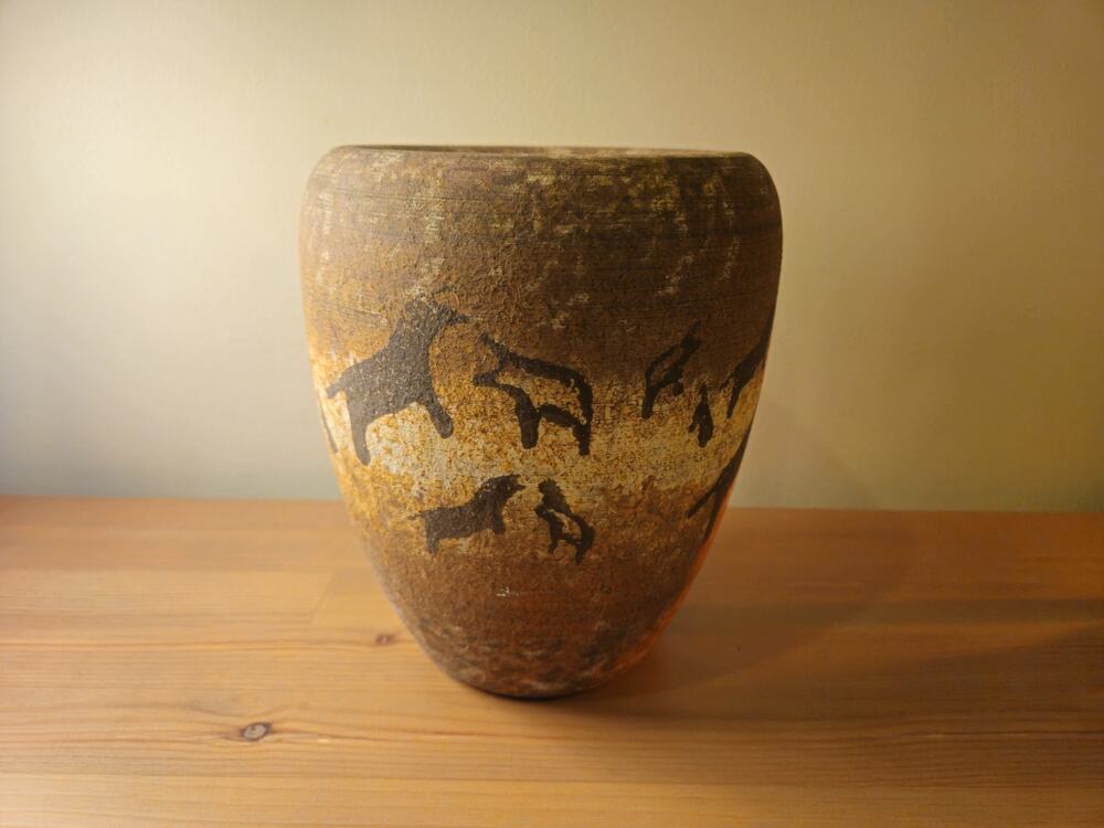 Heager Vintage Pottery Cave Painting Pictograph Vase